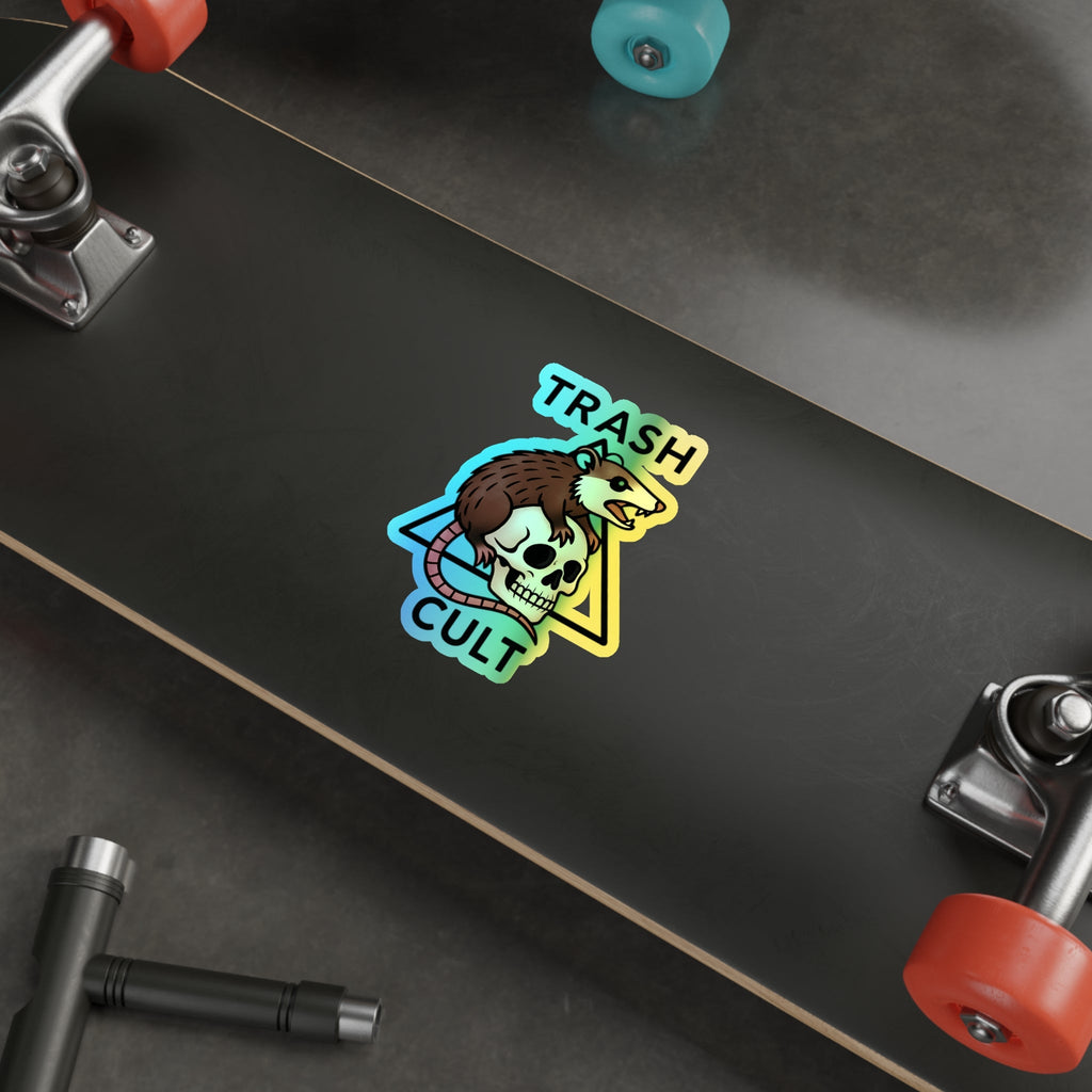Holographic Trash Cult Stickers - Unique Decals for Skateboards, Laptops, Water Bottles, Fun and Quirky Gifts