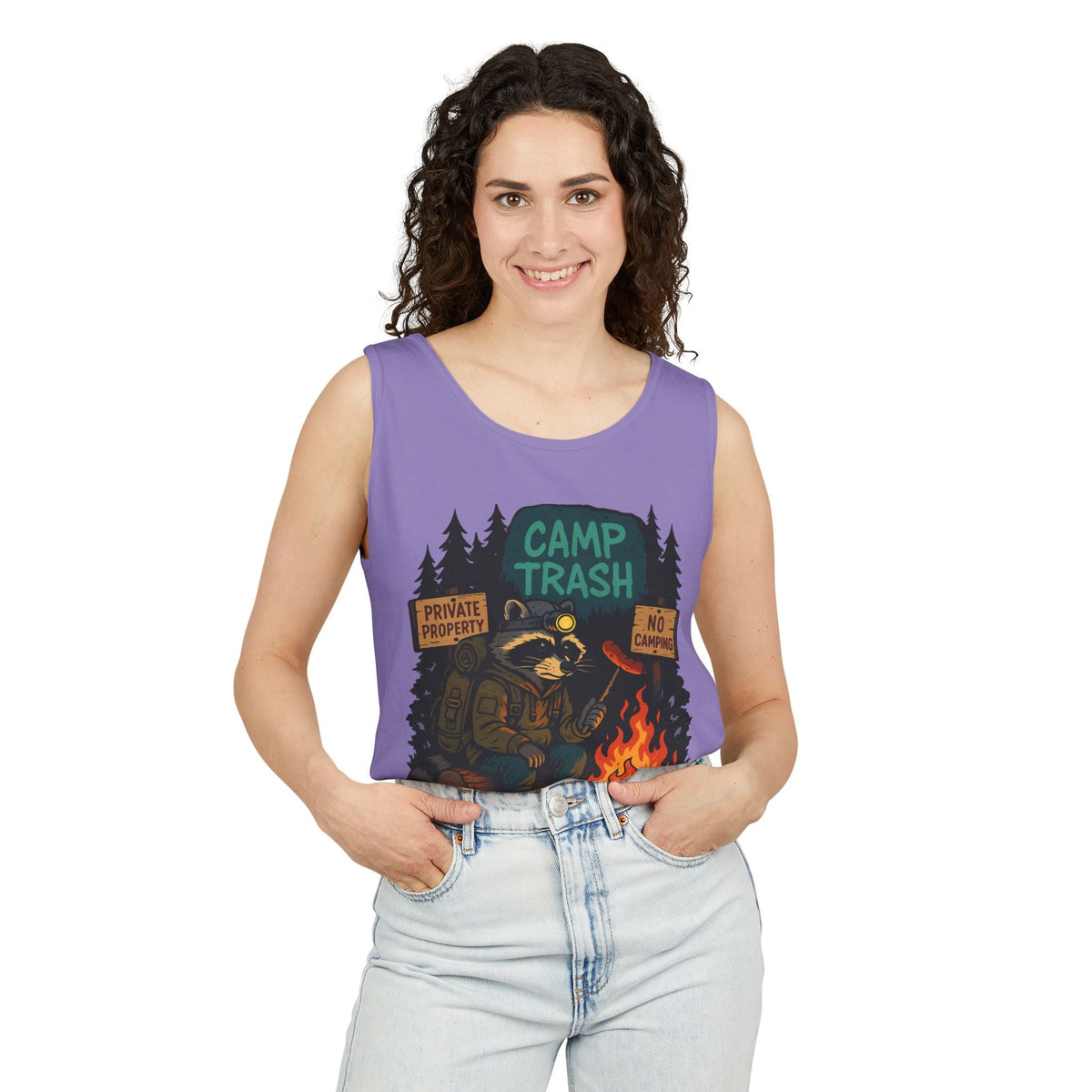 Camp Trash Raccoon Tank Top – Feral & Off-Grid Summer Shirt by Trash Cult