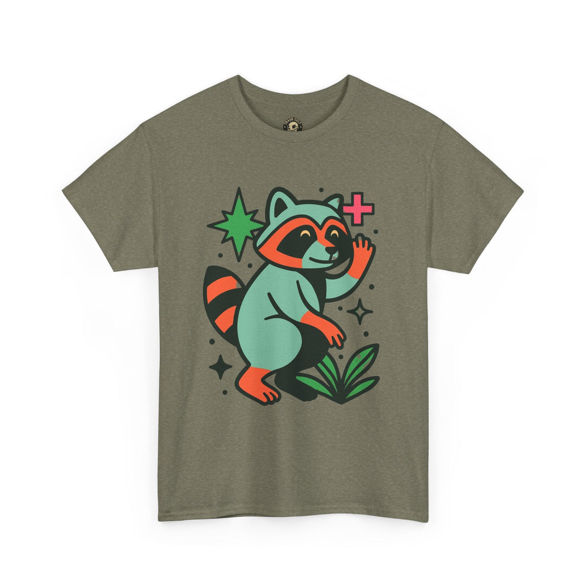 Playful Raccoon Unisex Heavy Cotton Tee | Cute Animal Shirt for Nature Lovers, Graphic Tee, Gift for Kids, Casual Wear, Eco-Friendly
