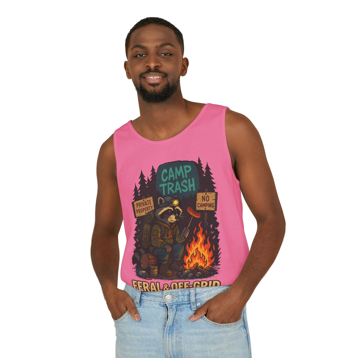 Camp Trash Raccoon Tank Top – Feral & Off-Grid Summer Shirt by Trash Cult