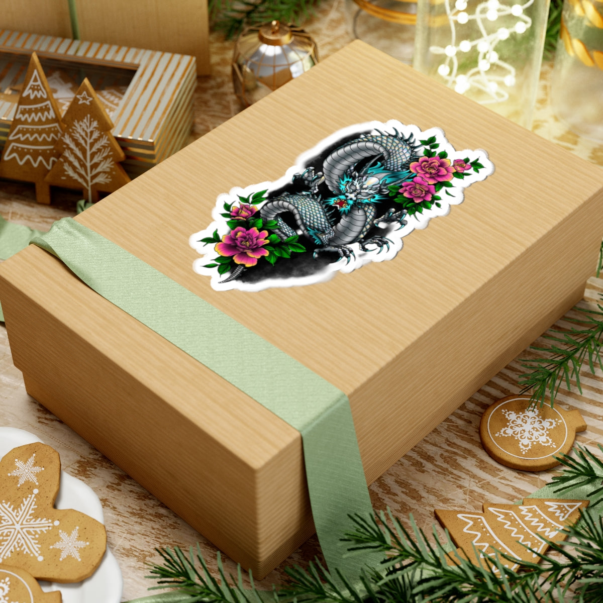 Mythic Dragon & Peony Sticker – Lara Davenport x Trash Cult