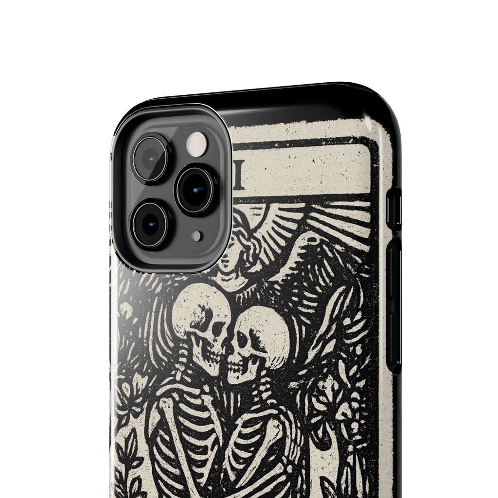 Tough Phone Case with Skeleton Lovers Design, Gothic Phone Cover, Unique Couples Gift, Halloween Accessory, Edgy Tech Design