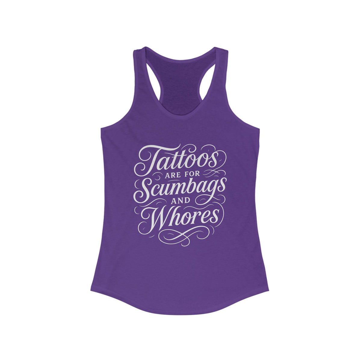 Bold Tattoo Statement Racerback Tank for Empowered Women, Casual Wear, Workout Top, Unique Gift, Festival Attire, Trendy Summer Tee