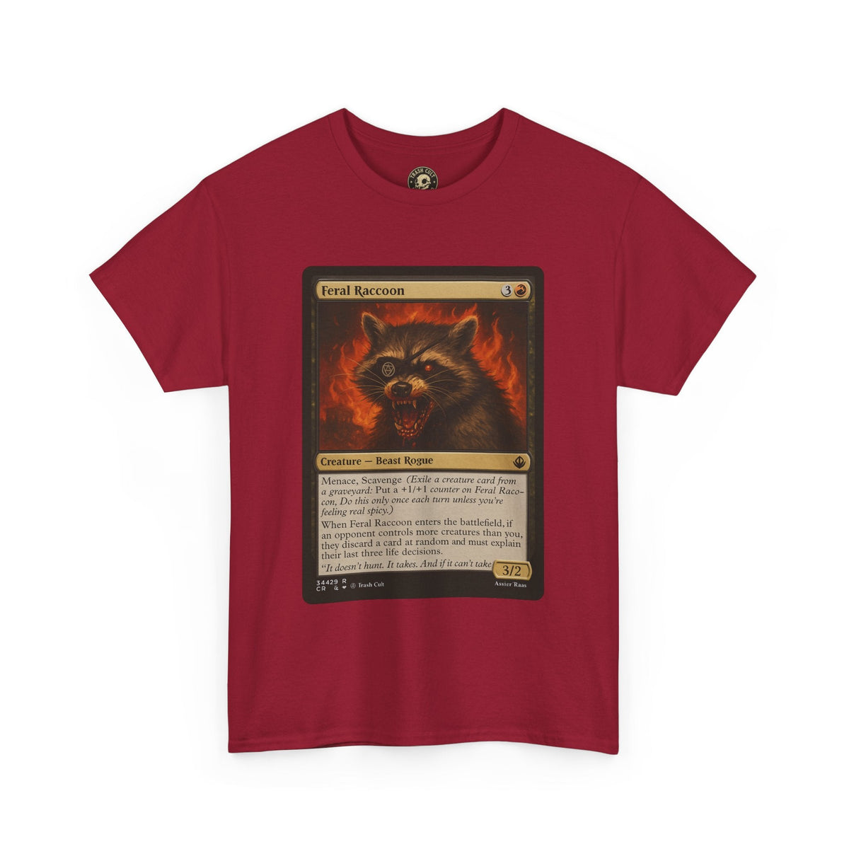 Feral Raccoon Magic Card Shirt – MTG-Inspired Beast Rogue Tee, Trash Cult Creature Card, Gildan 5000 Unisex T-Shirt