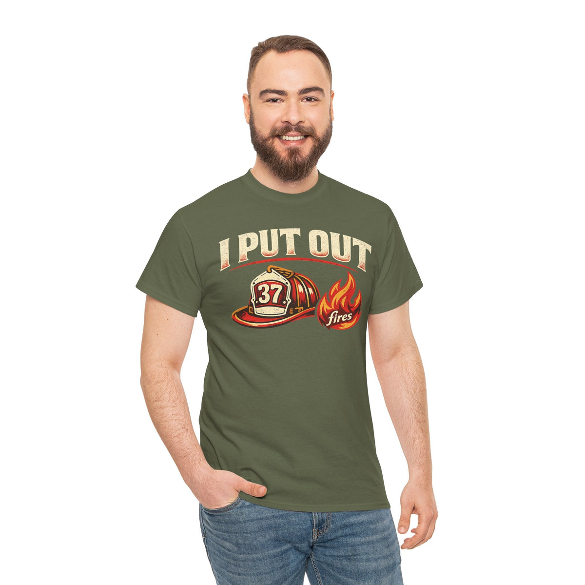 Firefighter Tee — "I Put Out Fires" Helmet Graphic