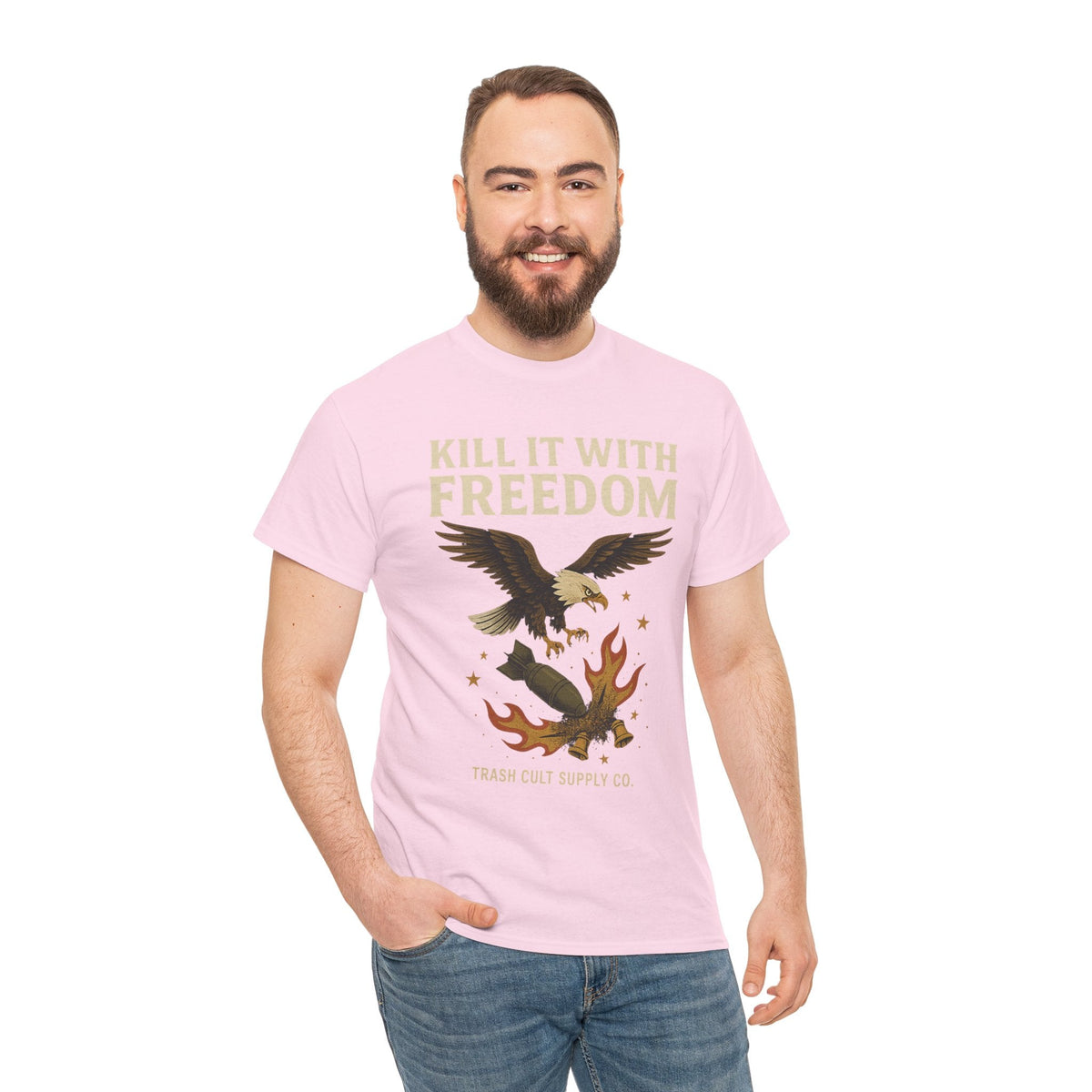 Kill It With Freedom T-Shirt – Patriotic Military Graphic | Trash Cult Supply Co. | Gildan 5000 Tee