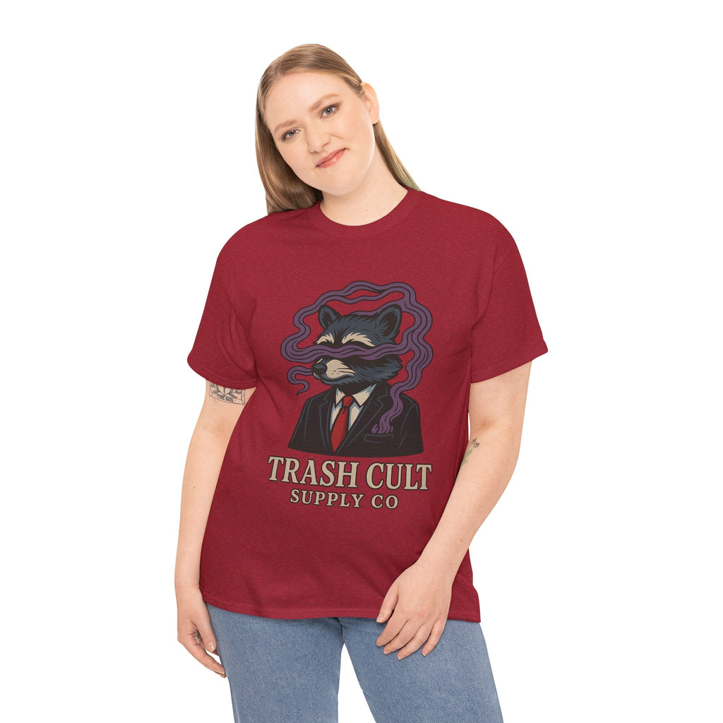 Suited Raccoon Smoke Design – Trash Cult Supply Co | Bold Graffiti Tattoo Tee