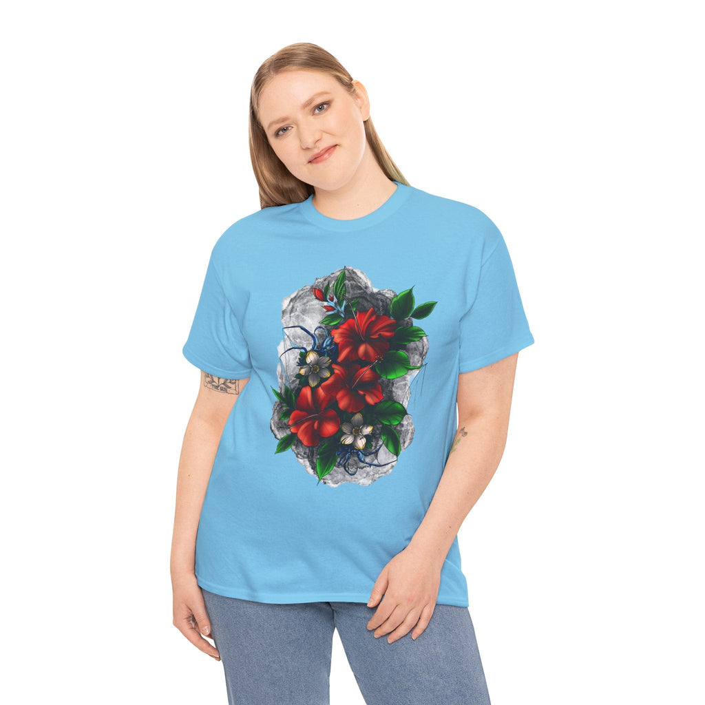 Crimson Bloom Tattoo T-Shirt – Lara Davenport x Trash Cult Supply Co. Collab (Gildan 5000)