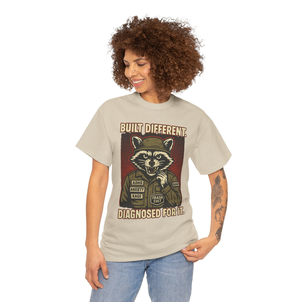Built Different Diagnosed For It Military Raccoon Shirt – Gildan 5000