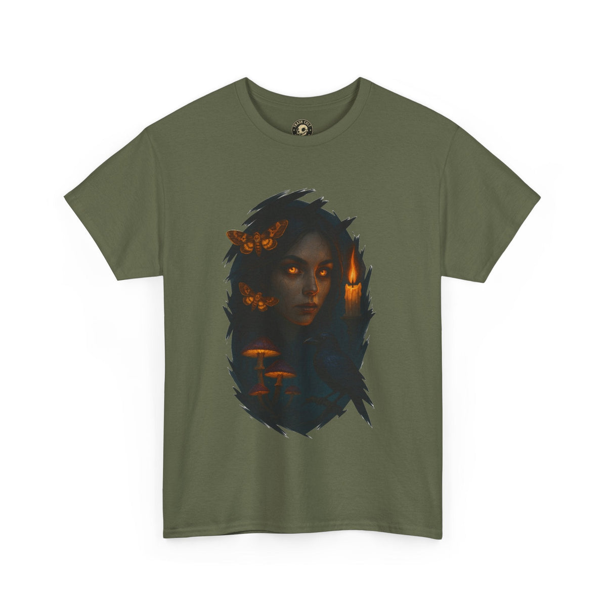 Mystical Night Unisex Heavy Cotton Tee, Witchy Shirt, Halloween Apparel, Fantasy Tee, Gift for Her, Art Graphic Tee