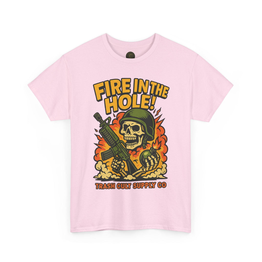 Fire in the Hole! Skeleton Soldier T-Shirt – Trash Cult Supply Co. | Gildan 5000 Combat Graphic Tee