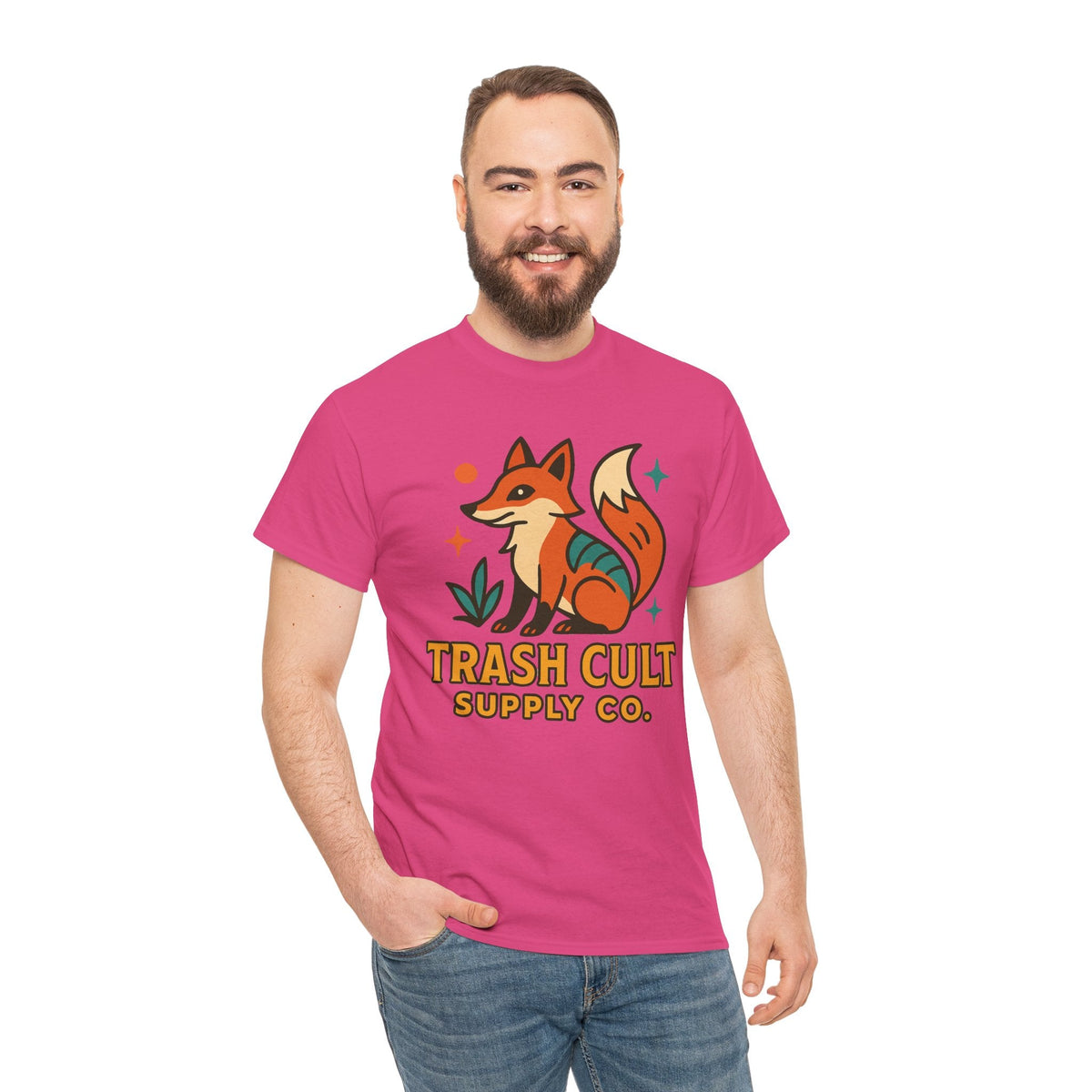 Trash Cult Fox Unisex Heavy Cotton Tee - Eco-Friendly Fashion Statement, Perfect for Nature Lovers, Casual Wear, Gifts, and Festivals