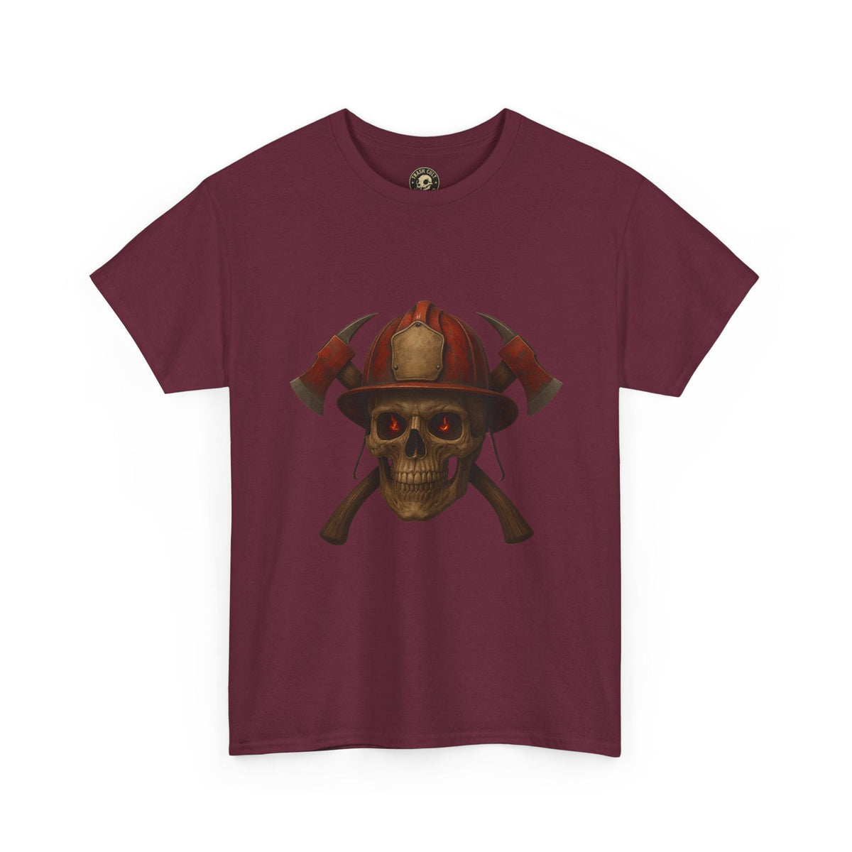 Skull Firefighter Tee, Unisex Heavy Cotton Shirt, Firefighter Gift, Halloween Costume T-Shirt, Unique Graphic Tee, Casual Wear