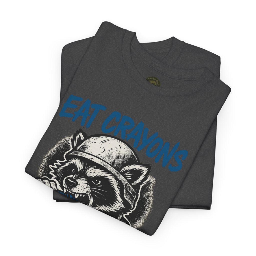 Eat Crayons Crush Skulls Stay Feral Military Raccoon Shirt – Gildan 5000