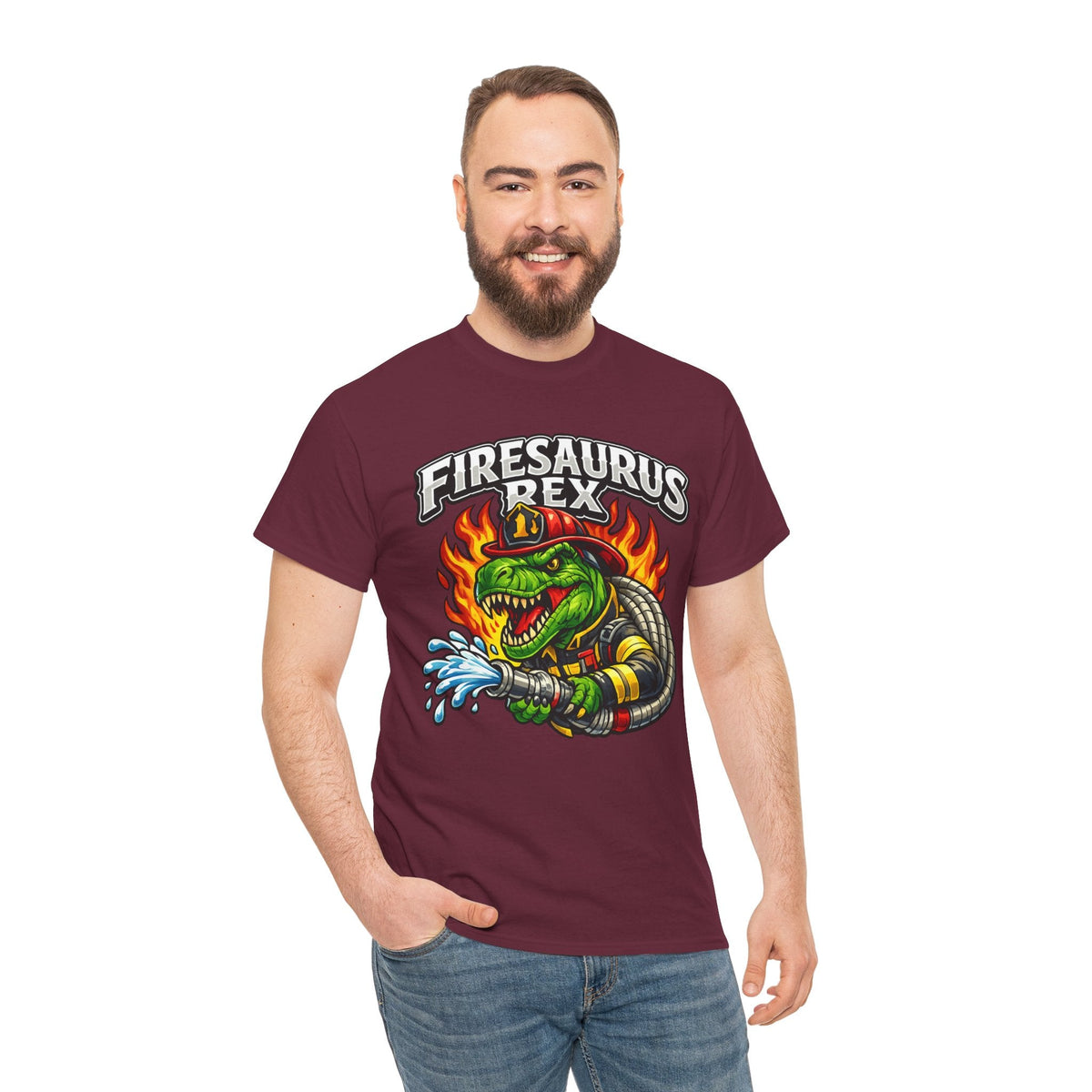Firesaurus Rex T-Shirt — Funny Firefighter Dinosaur Tee