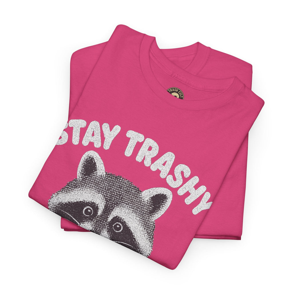 Stay Trashy Raccoon Iced Coffee Shirt – Halftone All White Design | Trash Cult Supply Co.
