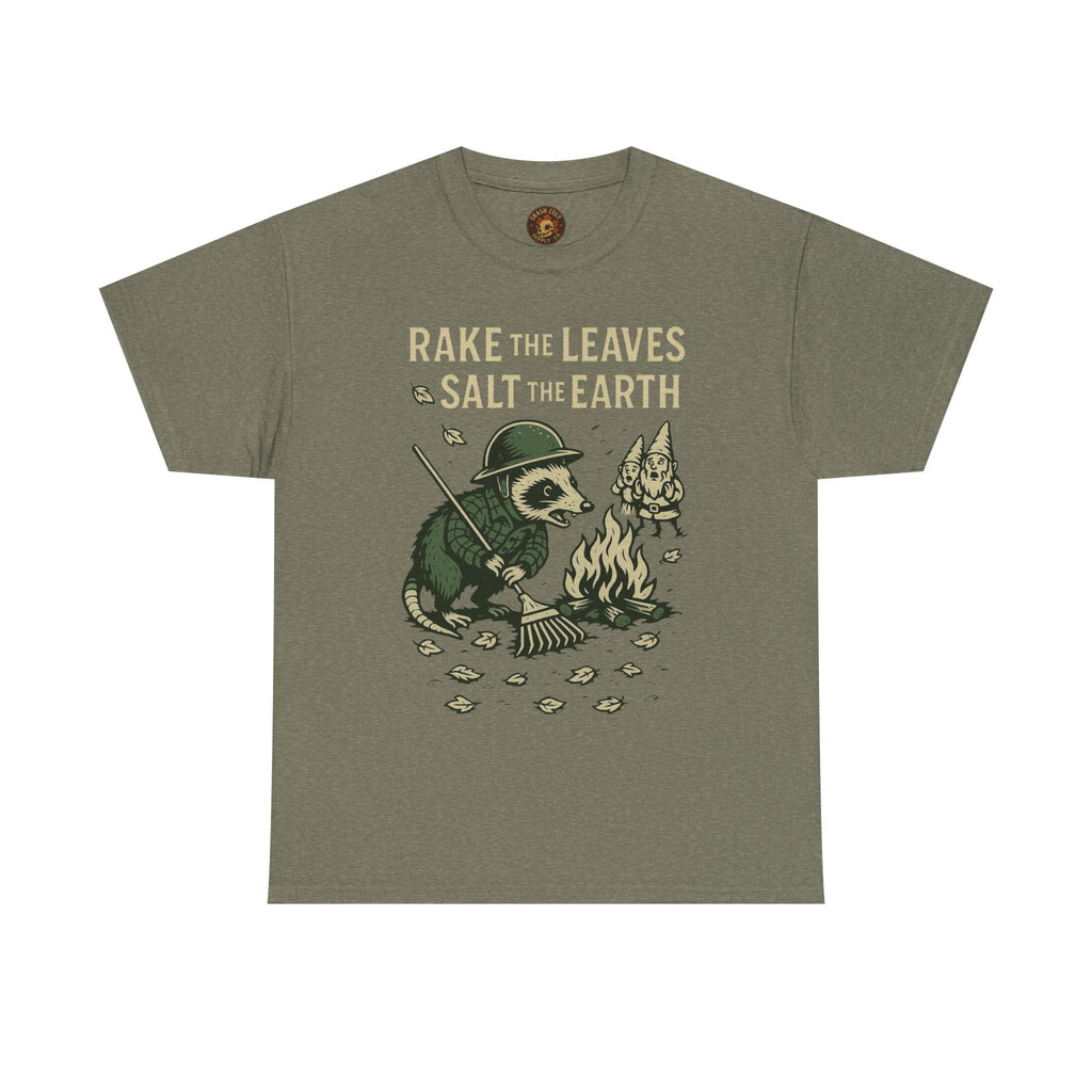 Rake the Leaves Salt the Earth Shirt – Possum Yard Warfare Tee – Fall of Humanity Collection – Trash Cult Supply Co.
