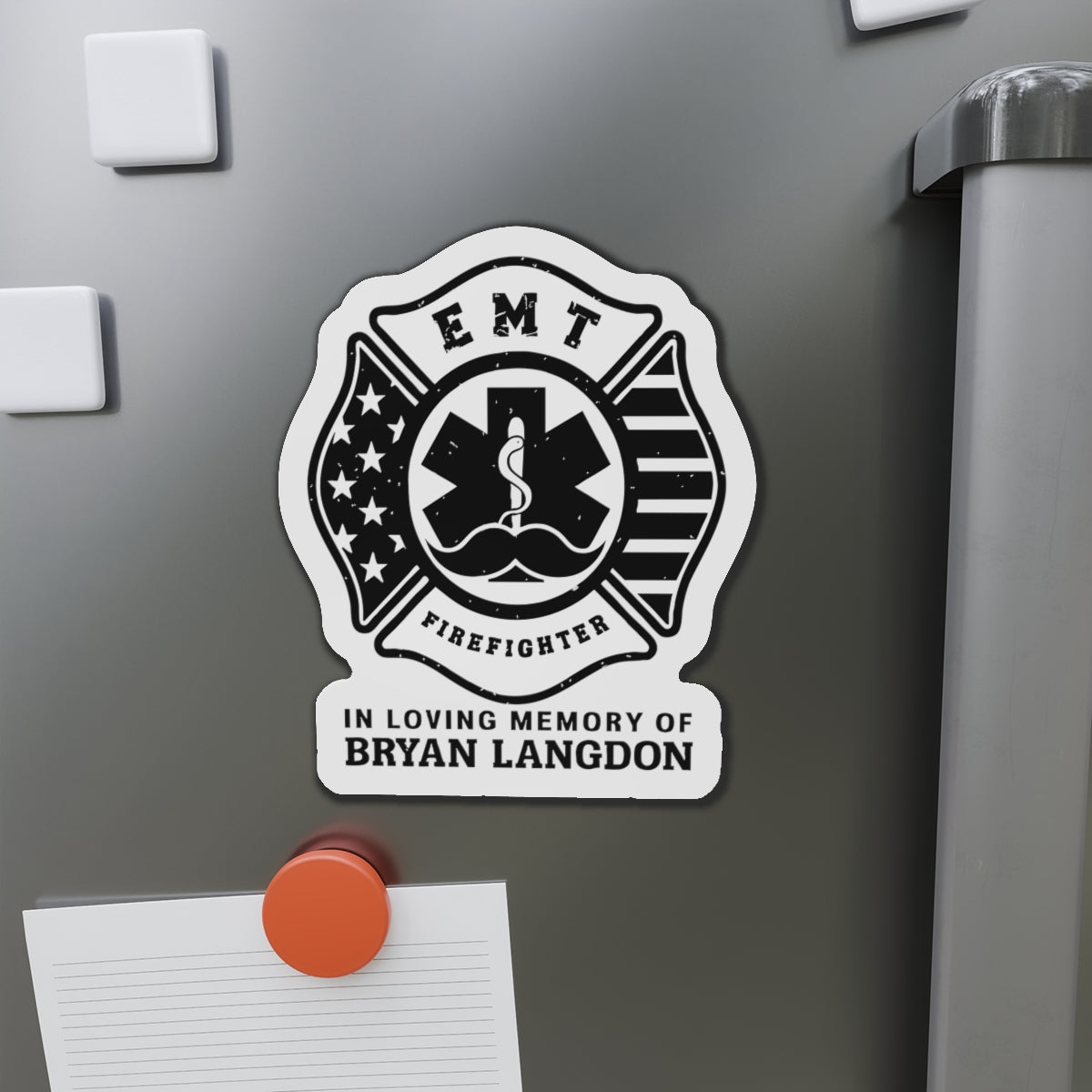 Memorial EMT Firefighter Die-Cut Magnet, Tribute to Heroes, First Responder Gift, Fridge Decor, Remembrance Magnet