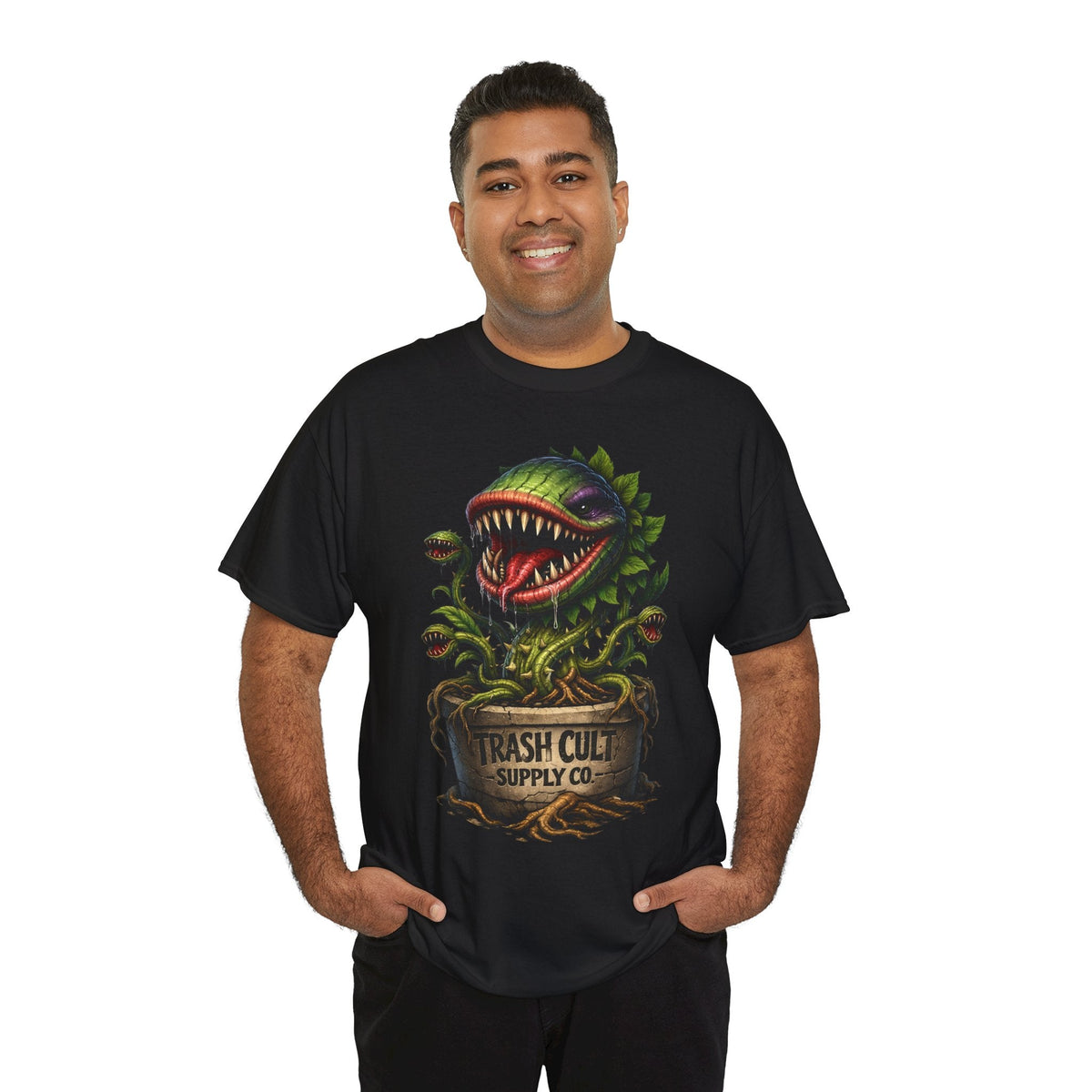 Carnivorous Plant Graphic Tee — "Trash Cult Supply Co." Potted Monster Shirt