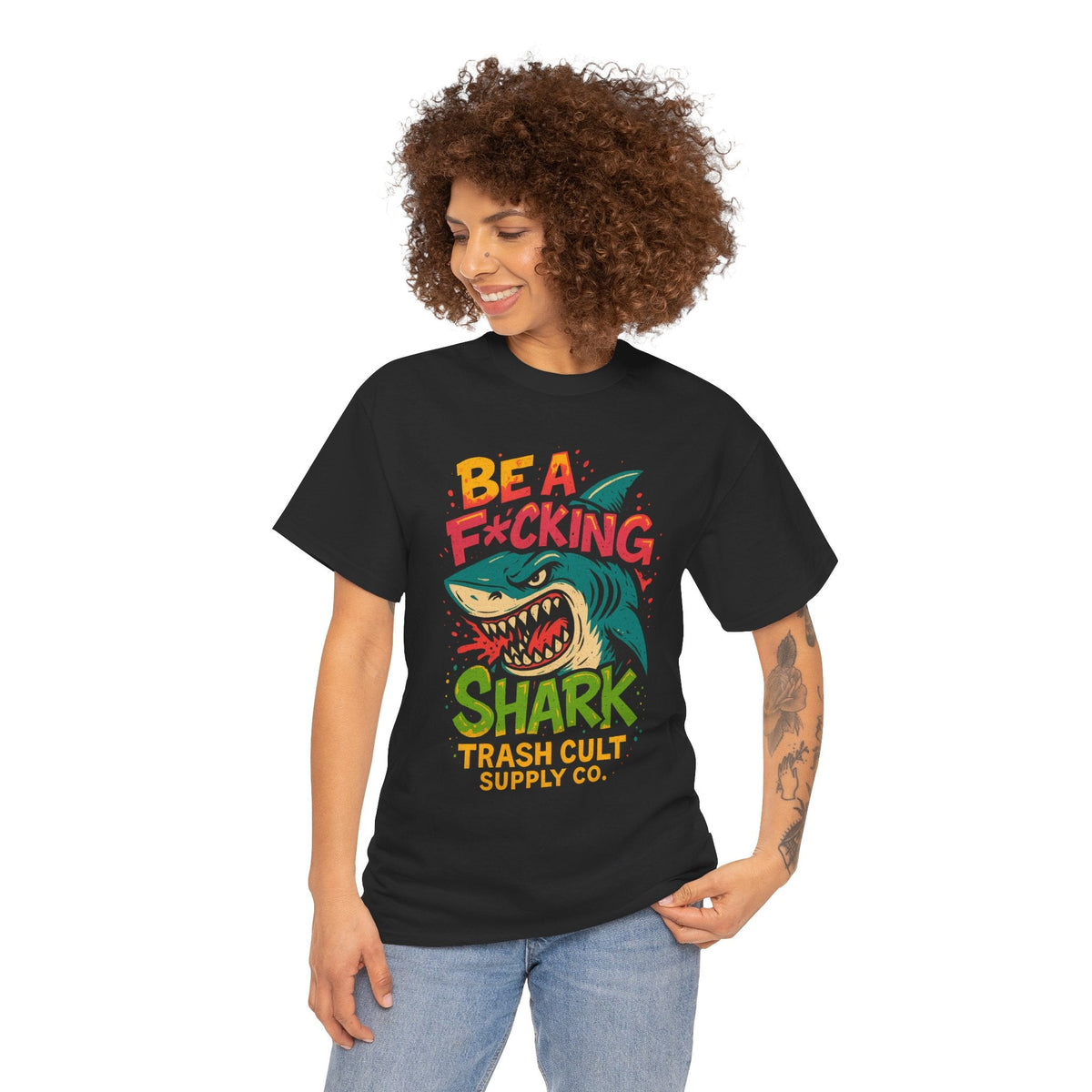 Be a F*cking Shark Graffiti Shirt – Bold Streetwear Graphic | Gildan 5000