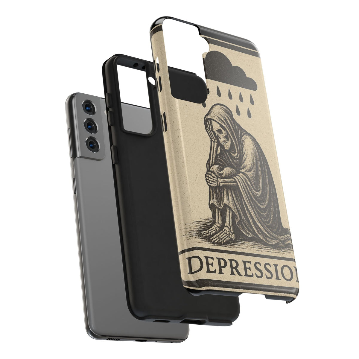 Dark Humor Phone Case, Goth iPhone Cover, Macabre Gift, Depression Art Case, Unique Phone Protector
