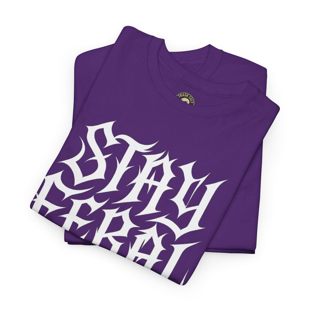 Unisex Heavy Cotton Tee - Stay Feral Graphic Tee, Streetwear Shirt, Gift for Wild Spirits, Eco-Friendly Casualwear, Summer Fashion