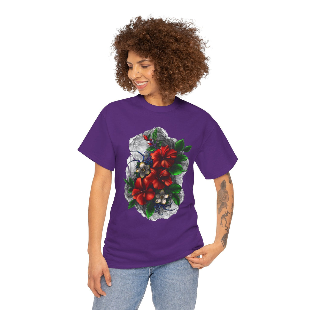 Crimson Bloom Tattoo T-Shirt – Lara Davenport x Trash Cult Supply Co. Collab (Gildan 5000)