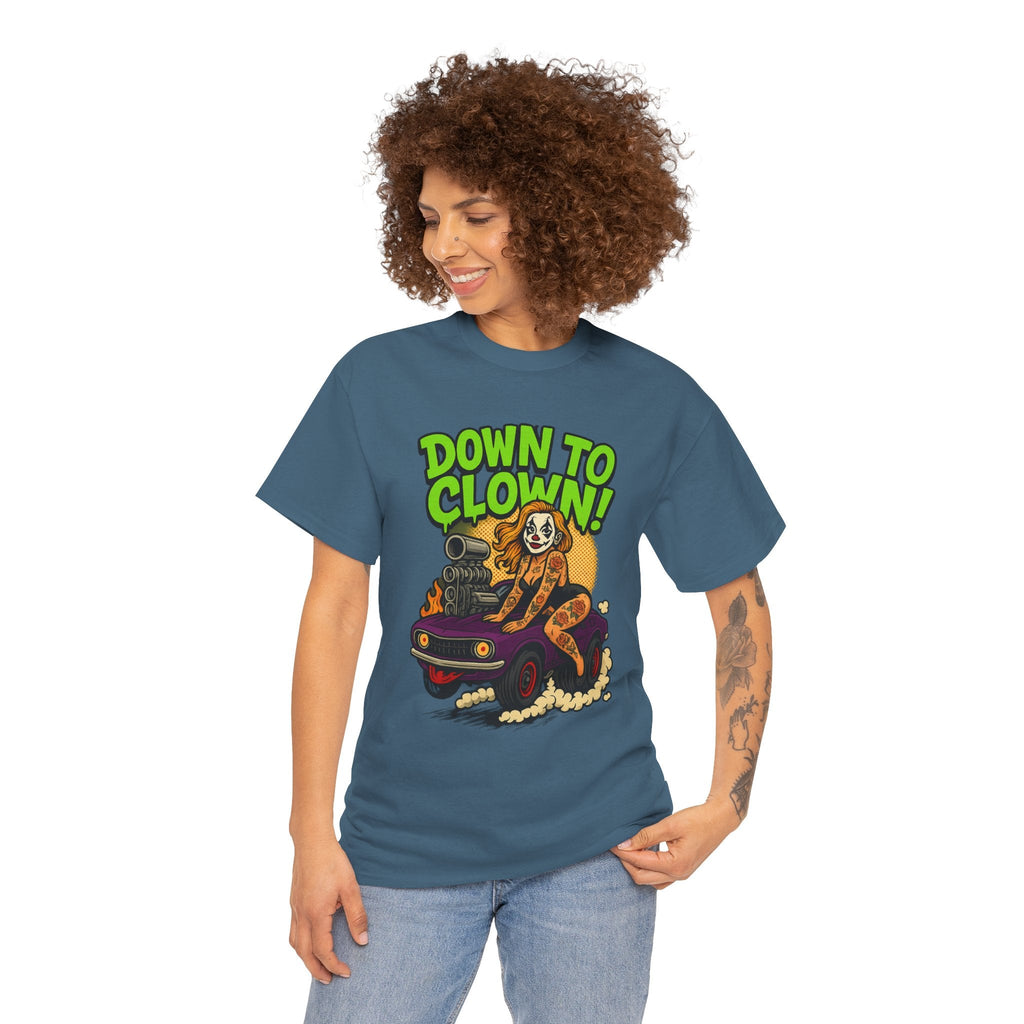 Unisex Graphic Tee | Down to Clown T-Shirt, Fun Statement Shirt, Casual Wear, Gift for Friends, Festivals, Halloween