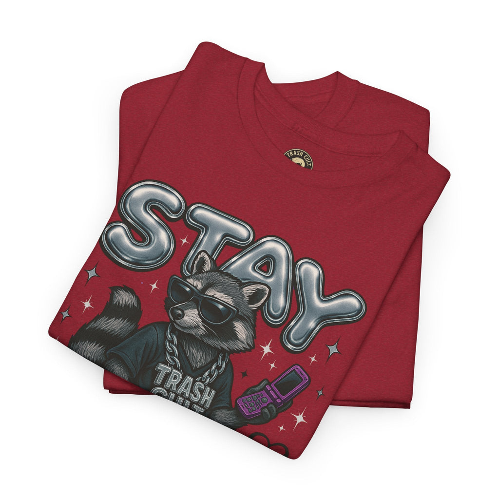 Stay Feral Chrome Raccoon Tee – Y2K Streetwear Trash Cult Shirt