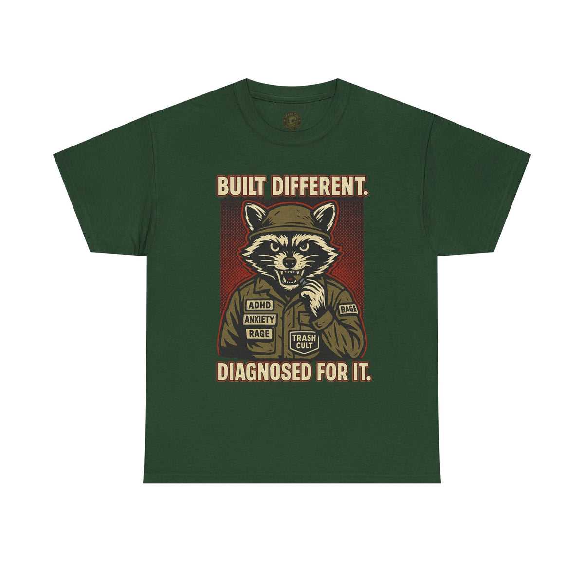 Built Different Diagnosed For It Military Raccoon Shirt – Gildan 5000