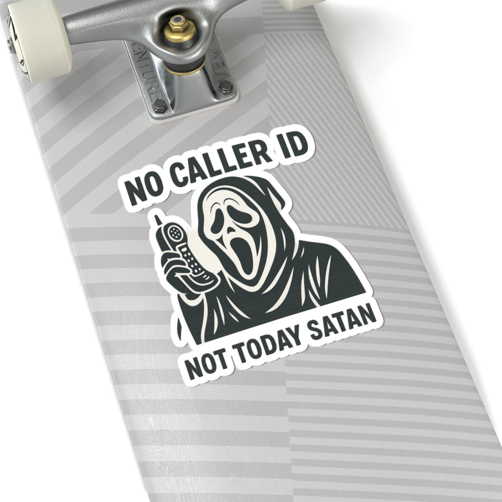 No Caller ID Ghostface Sticker – Not Today Satan – Funny Horror Kiss Cut Sticker