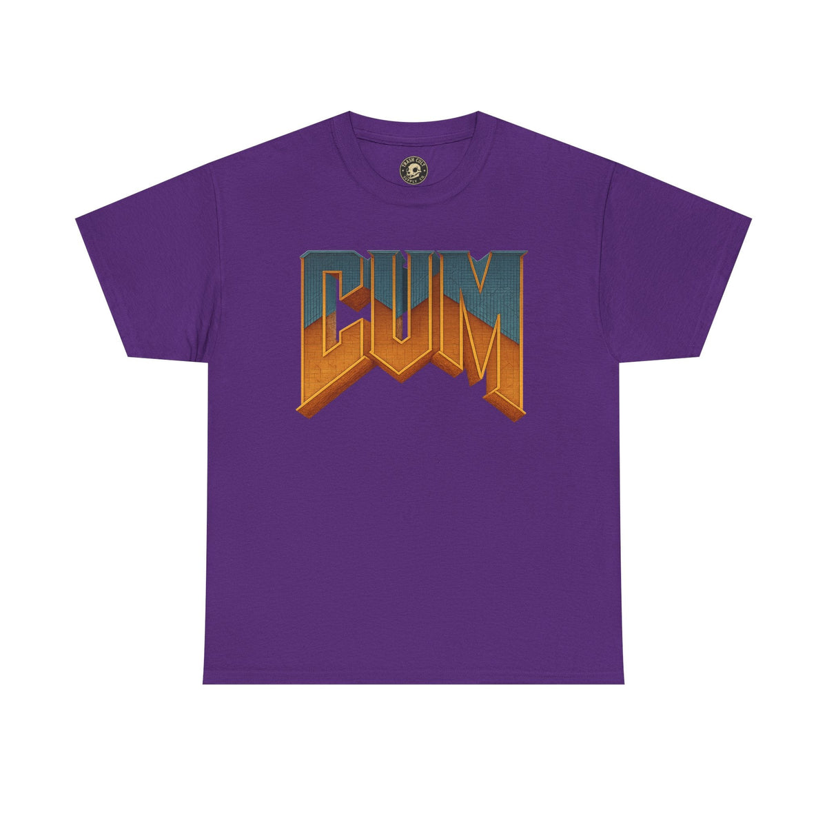 CUM Parody Metal Logo Shirt – Doom-Inspired Retro Gamer Tee on Gildan 5000