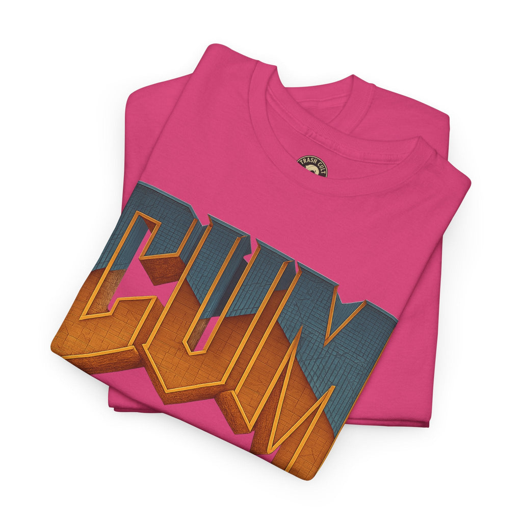 CUM Parody Metal Logo Shirt – Doom-Inspired Retro Gamer Tee on Gildan 5000