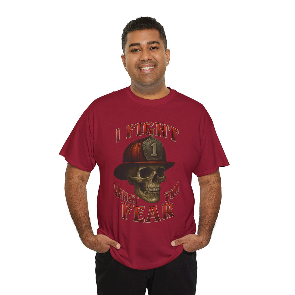 Skull Firefighter Tee - I Fight What You Fear, Casual Shirt, Gift for Firefighters, Halloween Costume, Unisex Apparel