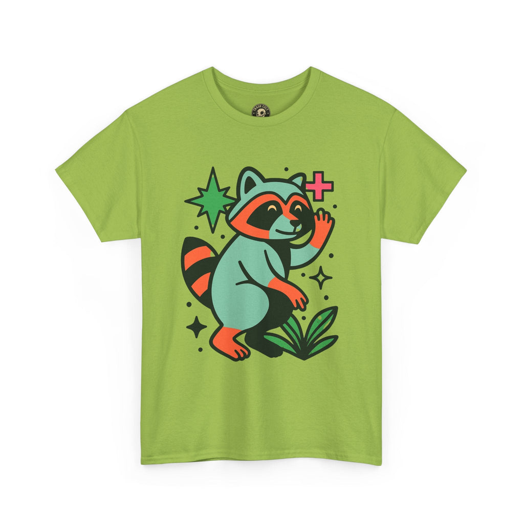 Playful Raccoon Unisex Heavy Cotton Tee | Cute Animal Shirt for Nature Lovers, Graphic Tee, Gift for Kids, Casual Wear, Eco-Friendly