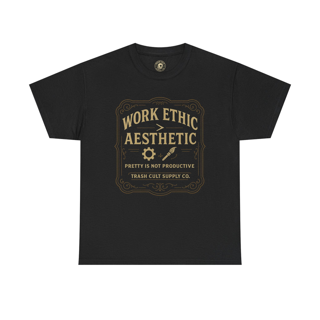 Work Ethic > Aesthetic T-Shirt (Black Gildan 5000) – Vintage Vigilante | Trash Cult Supply Co.