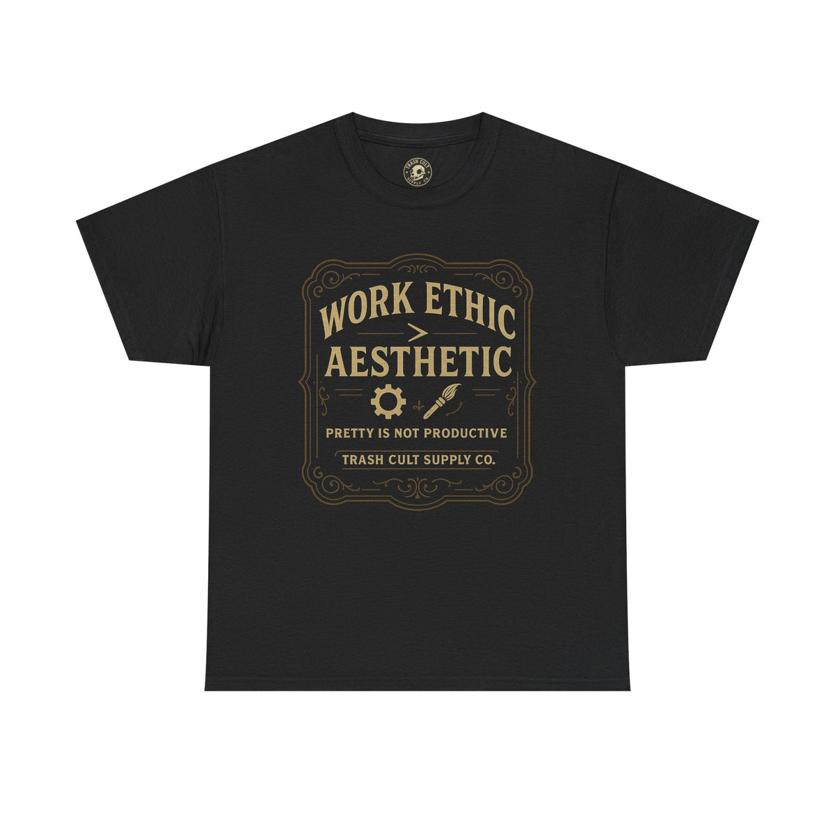 Work Ethic > Aesthetic T-Shirt (Black Gildan 5000) – Vintage Vigilante | Trash Cult Supply Co.