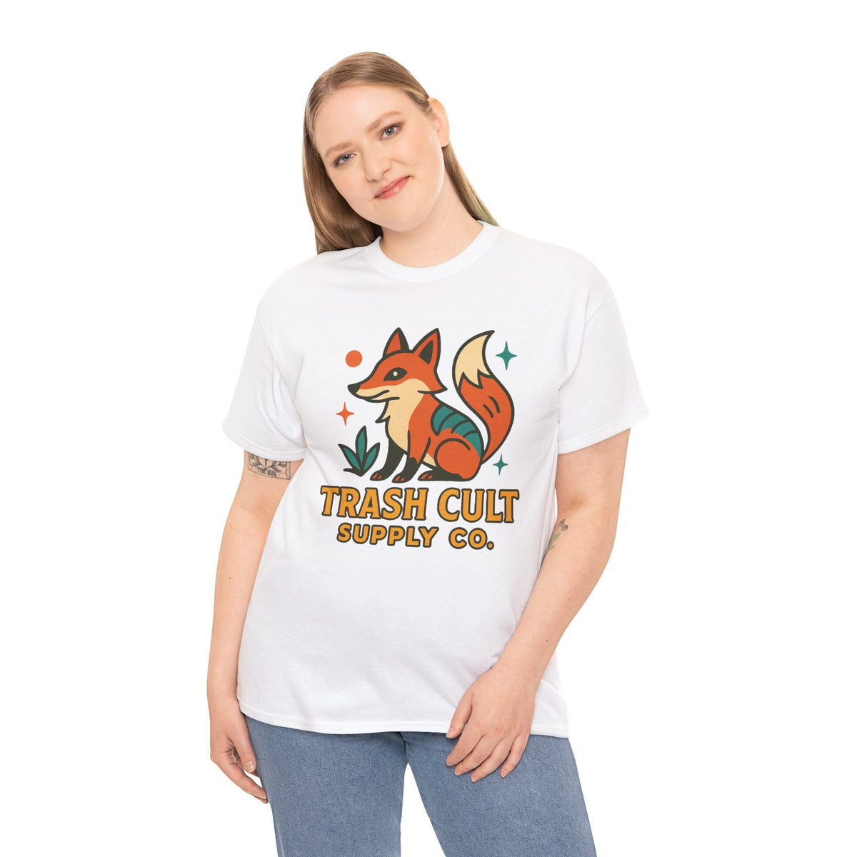 Trash Cult Fox Unisex Heavy Cotton Tee - Eco-Friendly Fashion Statement, Perfect for Nature Lovers, Casual Wear, Gifts, and Festivals