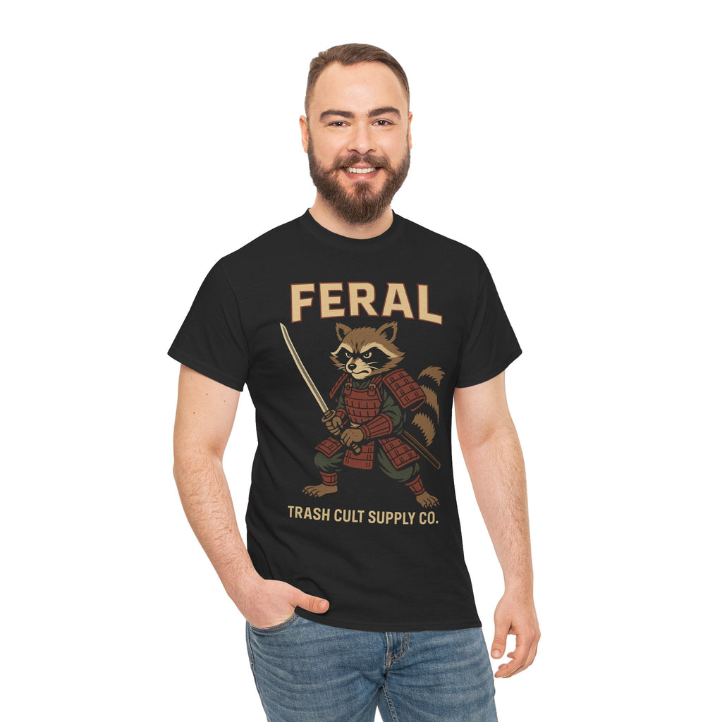 Feral Raccoon Samurai Shirt – Trash Cult Supply Co. | Gildan 5000 Unisex Tee