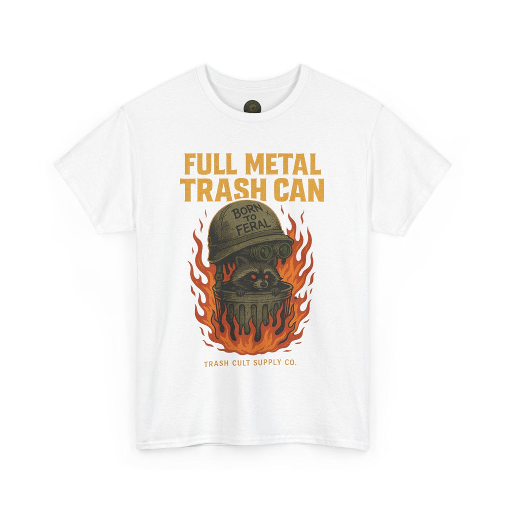 Full Metal Trash Can T-Shirt – Born to Feral Raccoon Graphic | Trash Cult Supply Co. | Gildan 5000 Tee