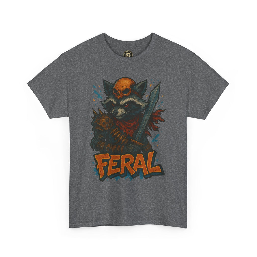 FERAL Raccoon Warlord Shirt – Graffiti Street Art Animal Tee | Bold Post-Apocalyptic Design on Gildan 5000