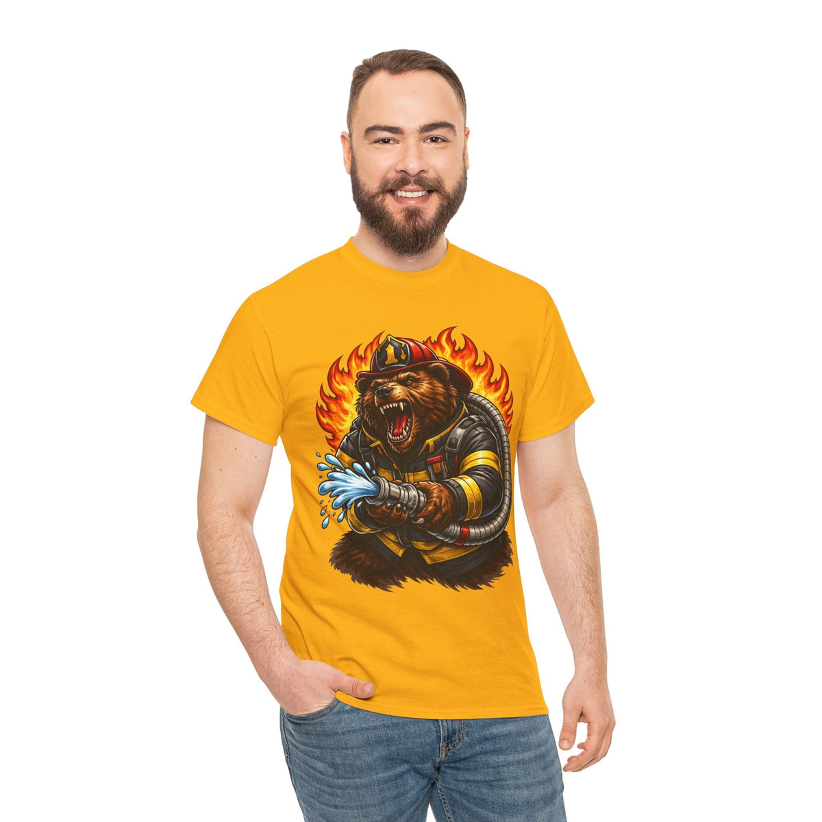 Firefighter Bear T-Shirt – Brave Fireman Graphic Tee