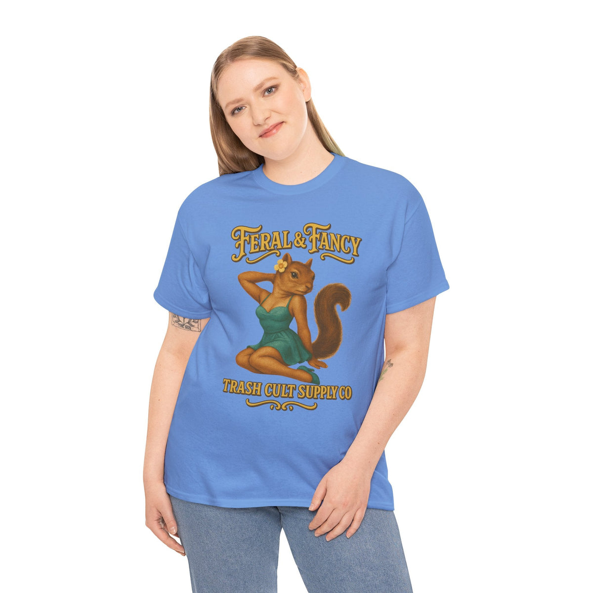 Feral & Fancy Pin-Up Squirrel Shirt – Vintage 1950s Style | Trash Cult Supply Co | Gildan 5000