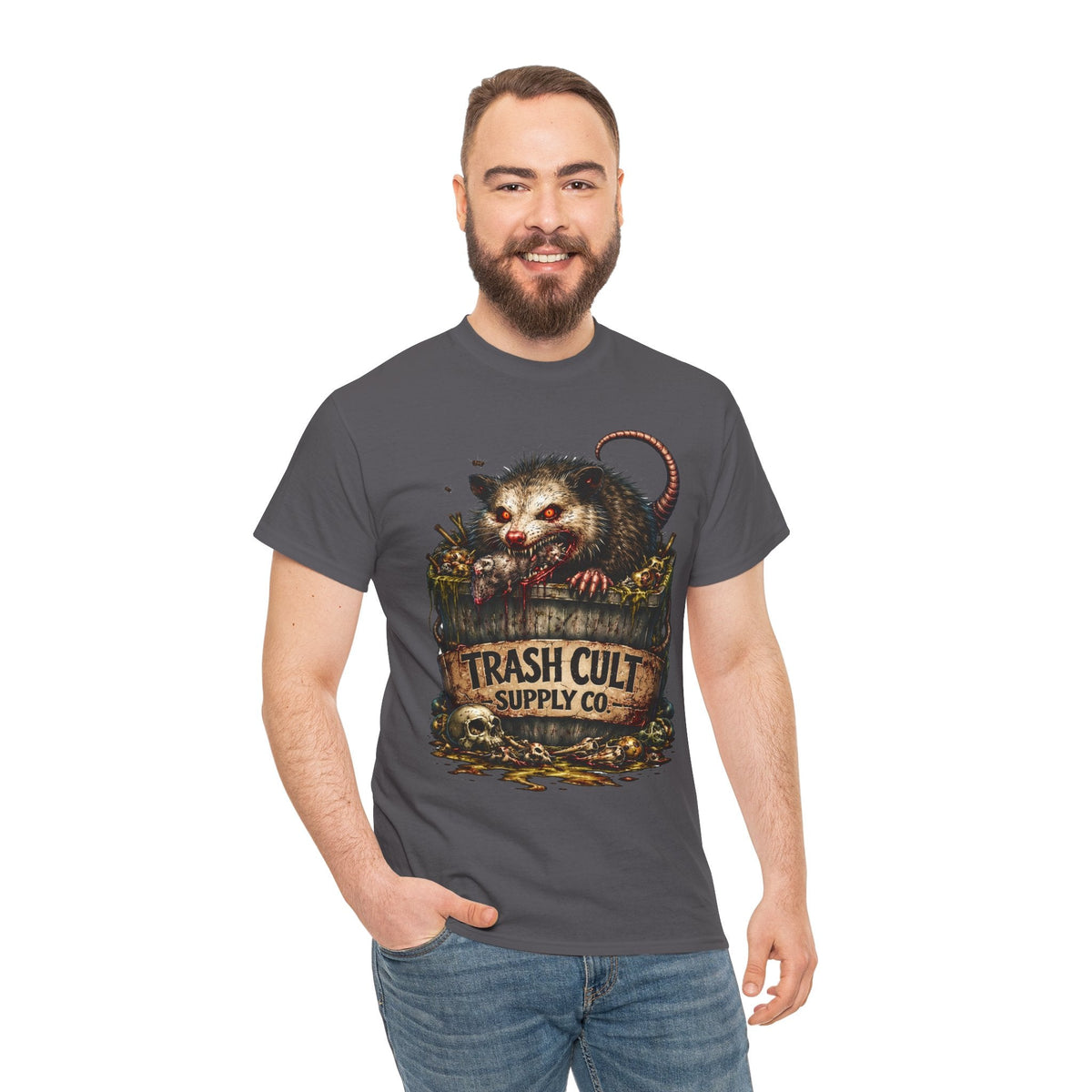Opossum Trash Cult Tee — Vintage Grunge Wildlife Graphic T-Shirt