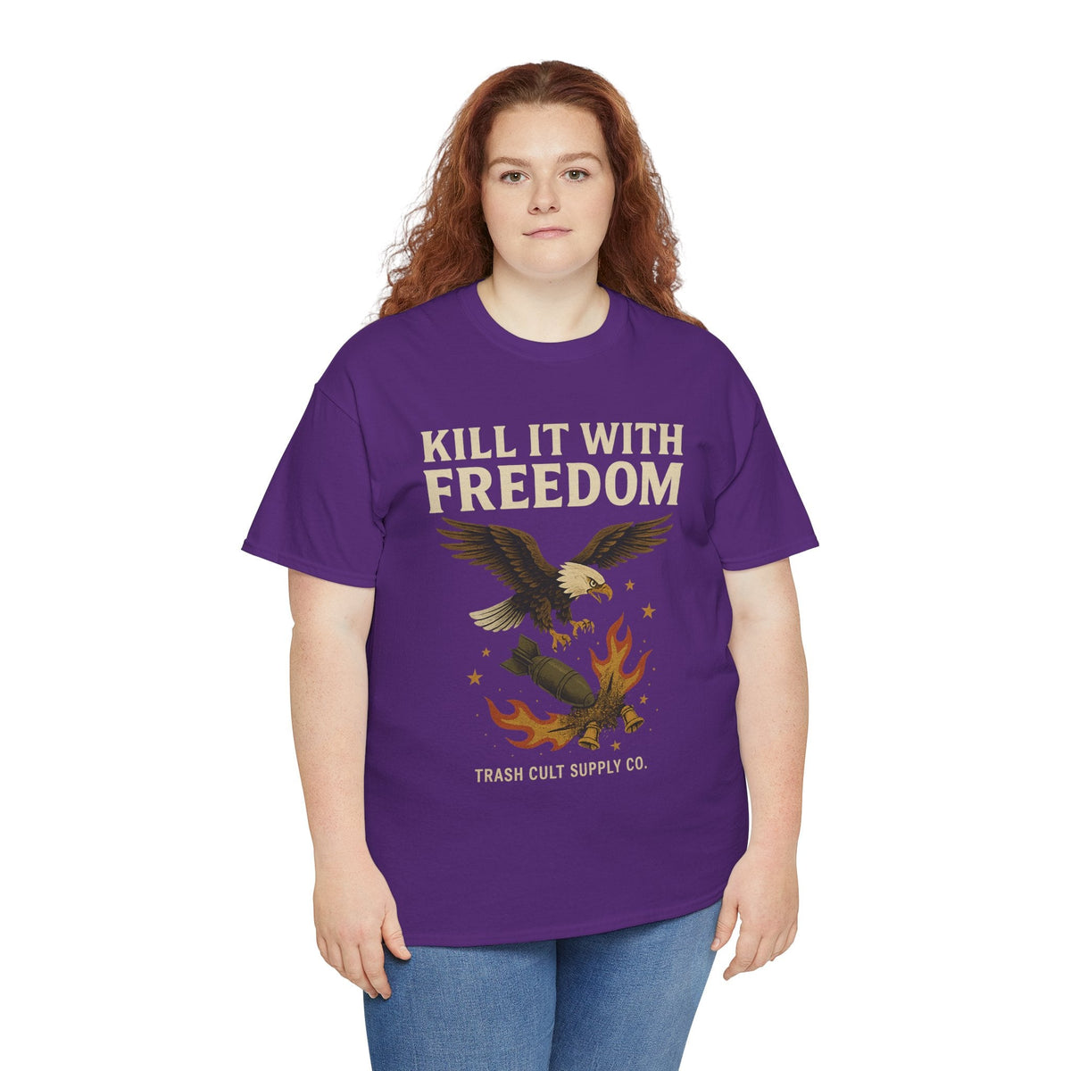 Kill It With Freedom T-Shirt – Patriotic Military Graphic | Trash Cult Supply Co. | Gildan 5000 Tee