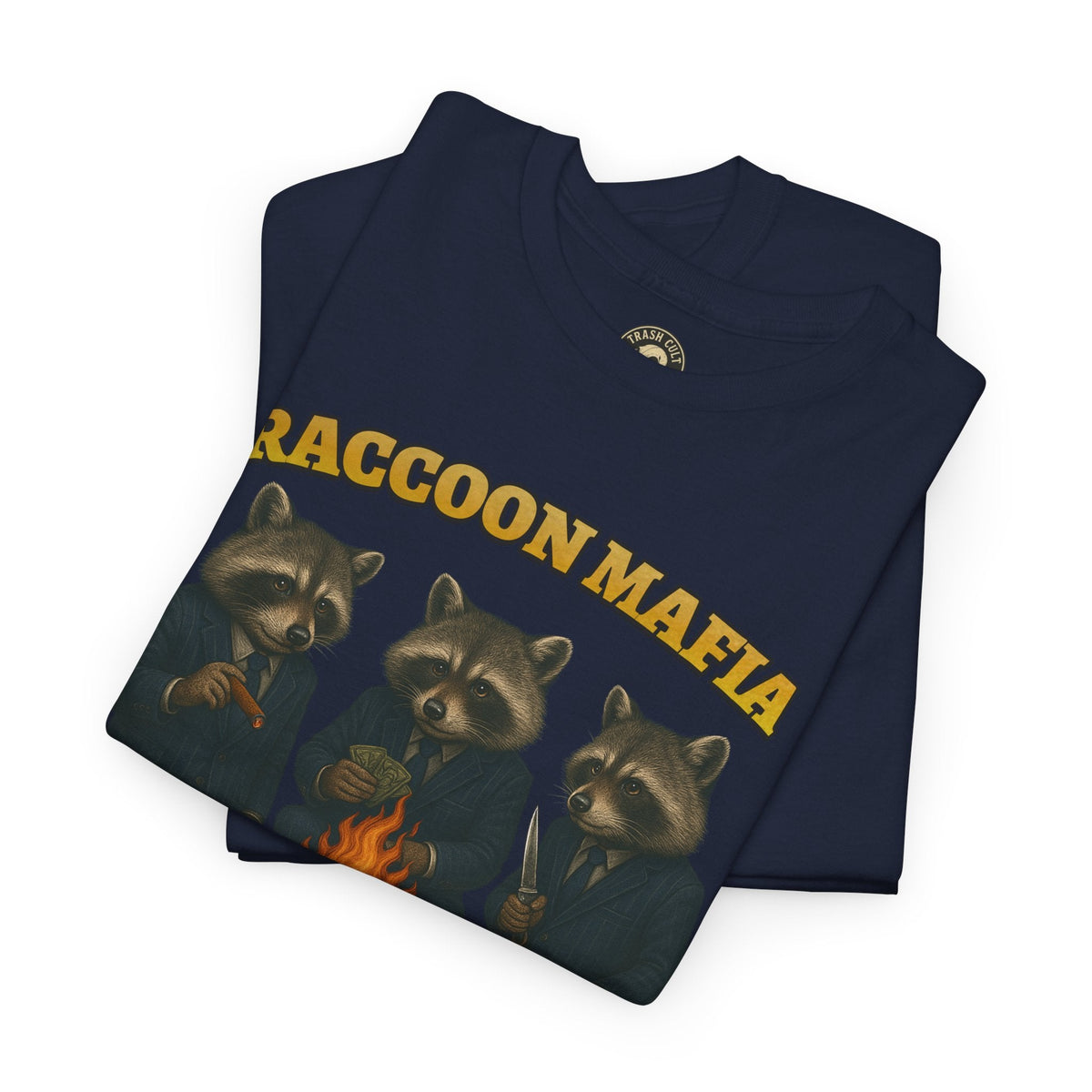 Raccoon Mafia T-Shirt – Realistic Gangster Raccoons in Suits | Trash Cult Supply Co | Gildan 5000