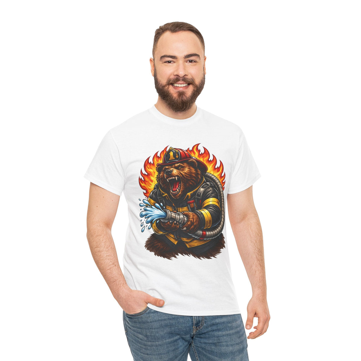 Firefighter Bear T-Shirt – Brave Fireman Graphic Tee