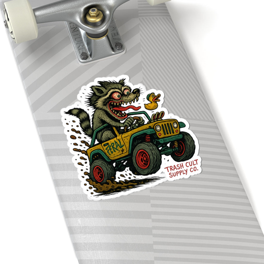 Feral Jeep Raccoon Sticker – Ed Roth Hot Rod Style Vinyl | Trash Cult Supply Co