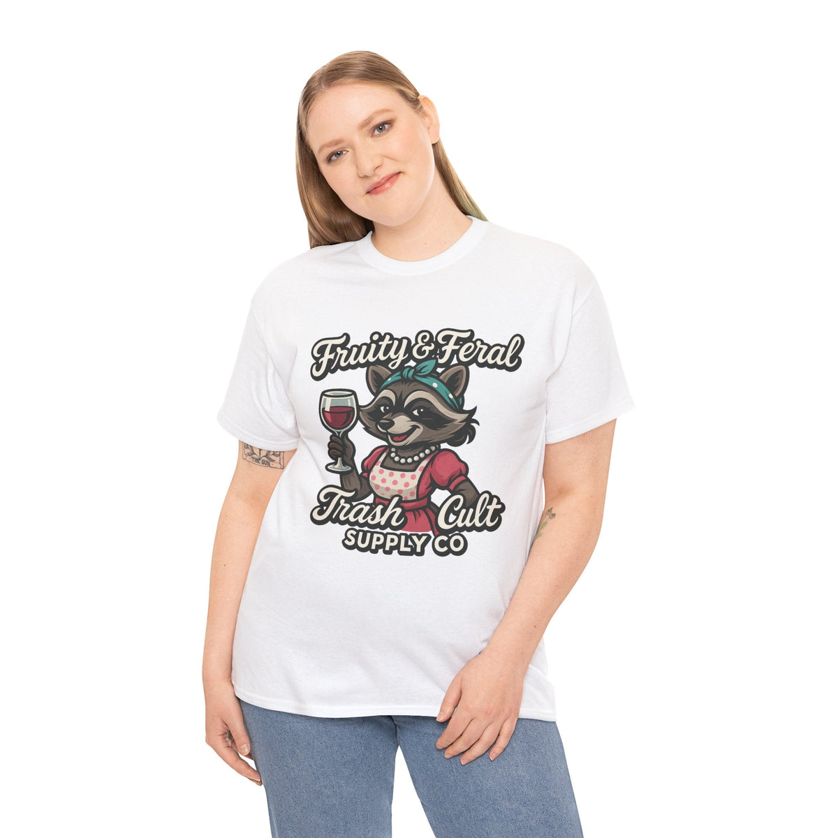 Fruity & Feral Raccoon Housewife Tee – Trash Cult Supply Co. on Gildan 5000