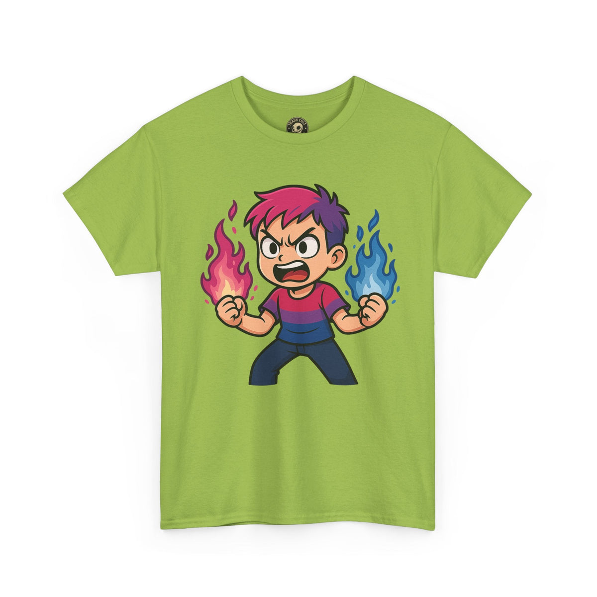 Bi-Furious Cartoon Pride Tee – Unisex Heavy Cotton Shirt for Gamers, Comic Fans & LGBTQ+ Allies